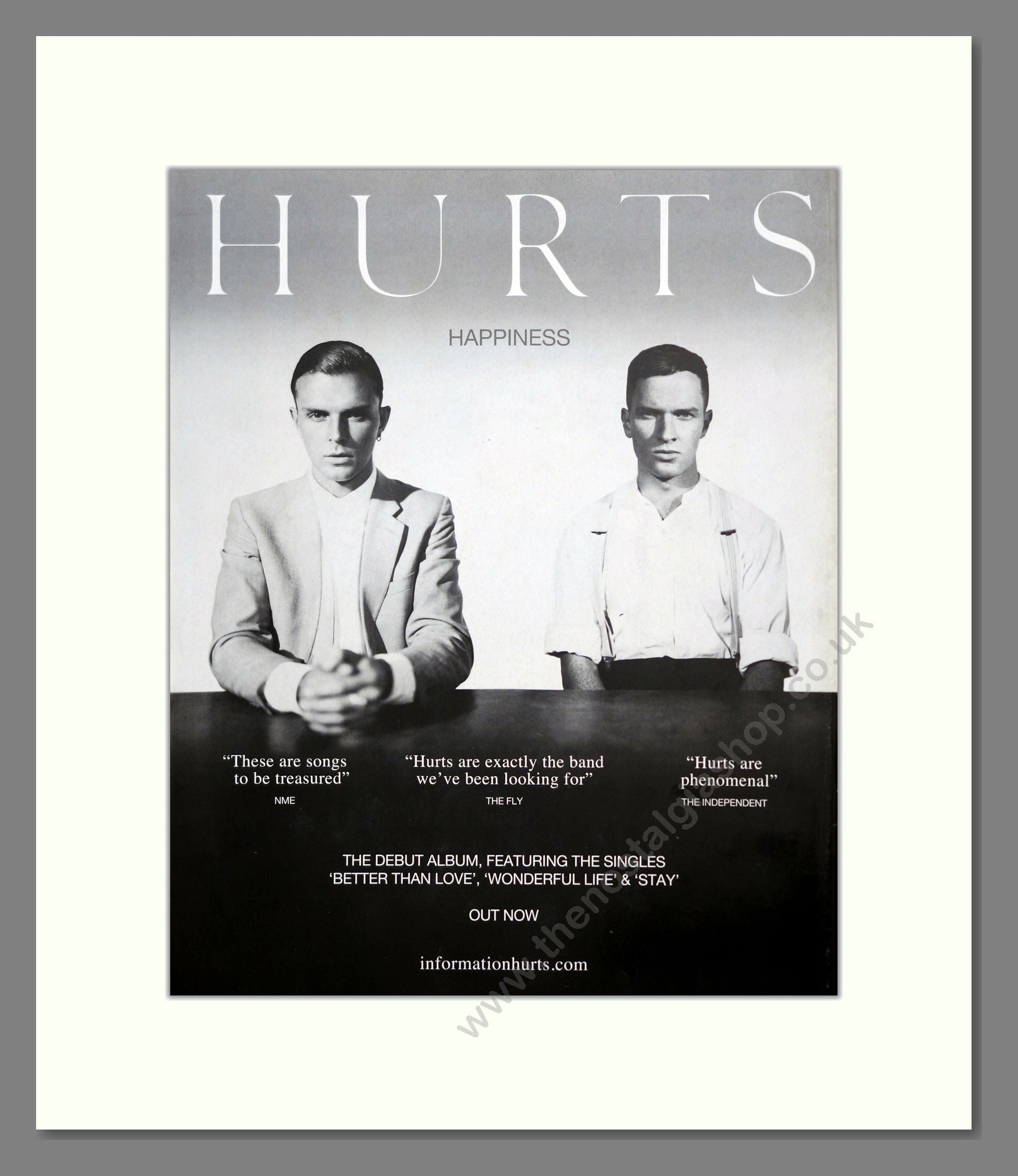 Hurts - Happiness. Vintage Advert 2010 (ref AD302001)