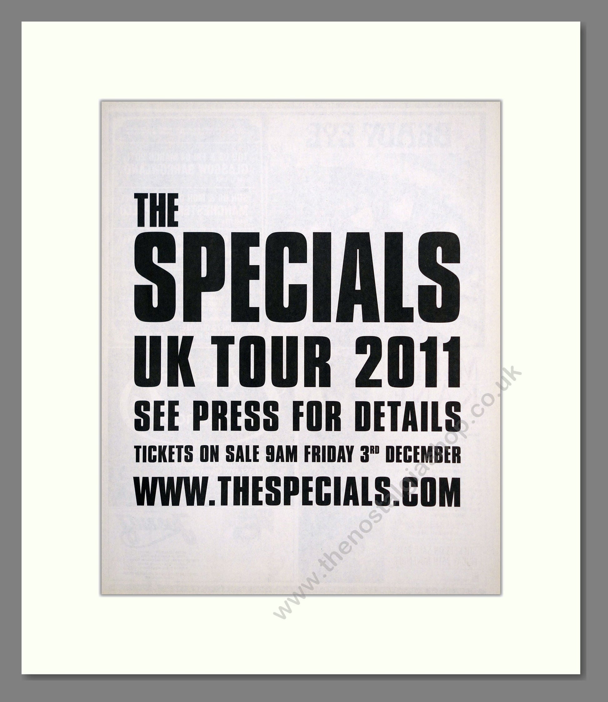 Specials (The) - UK Tour. Vintage Advert 2011 (ref AD302020)