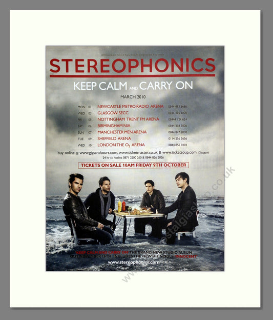 Stereophonics - UK Tour. Vintage Advert 2010 (ref AD302083)