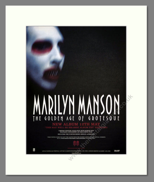 Marilyn Manson - The Golden Age Of Grotesque. Vintage Advert 2003 (ref AD302132)
