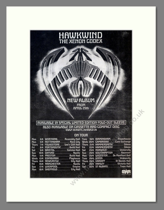 Hawkwind - The Xenon Codex / UK Tour. Vintage Advert 1988 (ref AD18495)