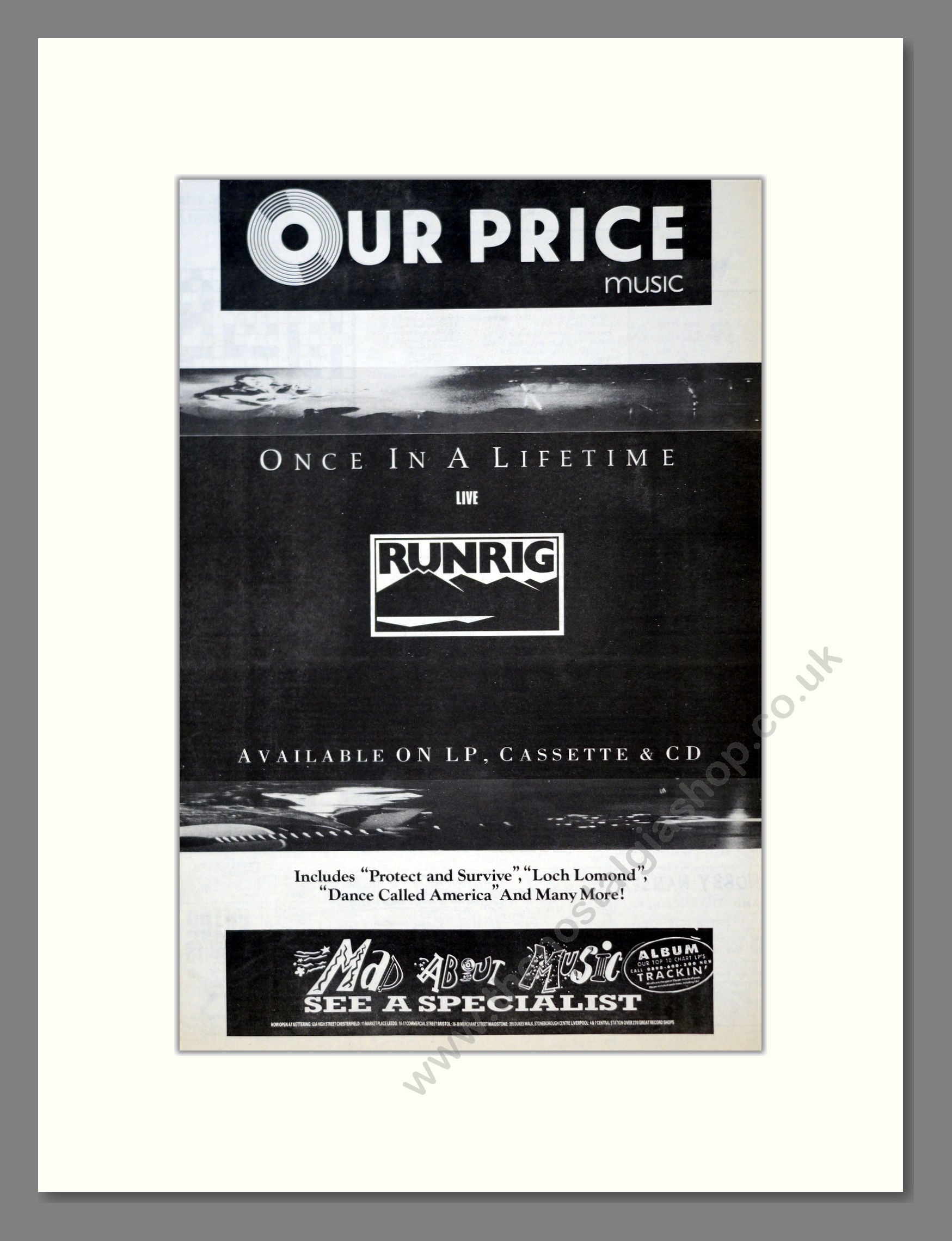 Runrig - Once In A Lifetime. Vintage Advert 1988 (ref AD18548) – The ...