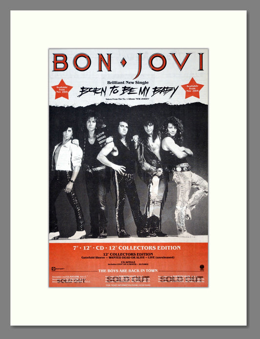Bon Jovi - Born To Be My Baby. Vintage Advert 1988 (ref AD18566)