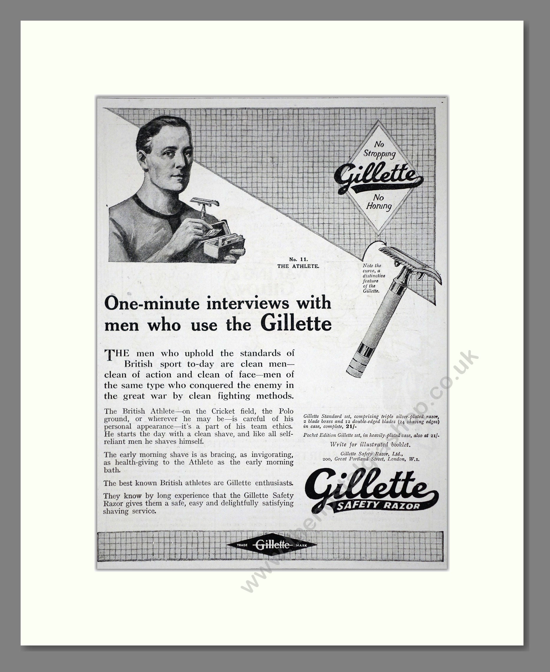 Gillette - Safety Razor. Vintage Advert 1919 (ref AD62131) – The ...