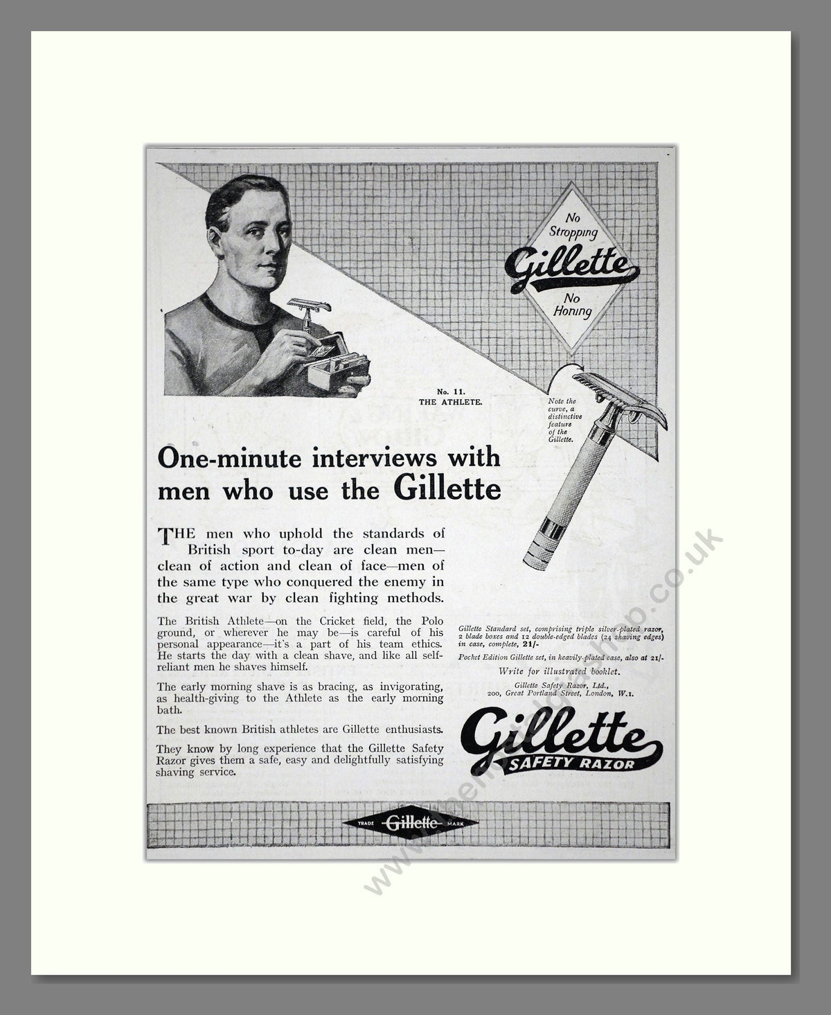Old Razor Advert Gillette - Safety Razor. Vintage Advert 1919 (ref AD62131) – The ...