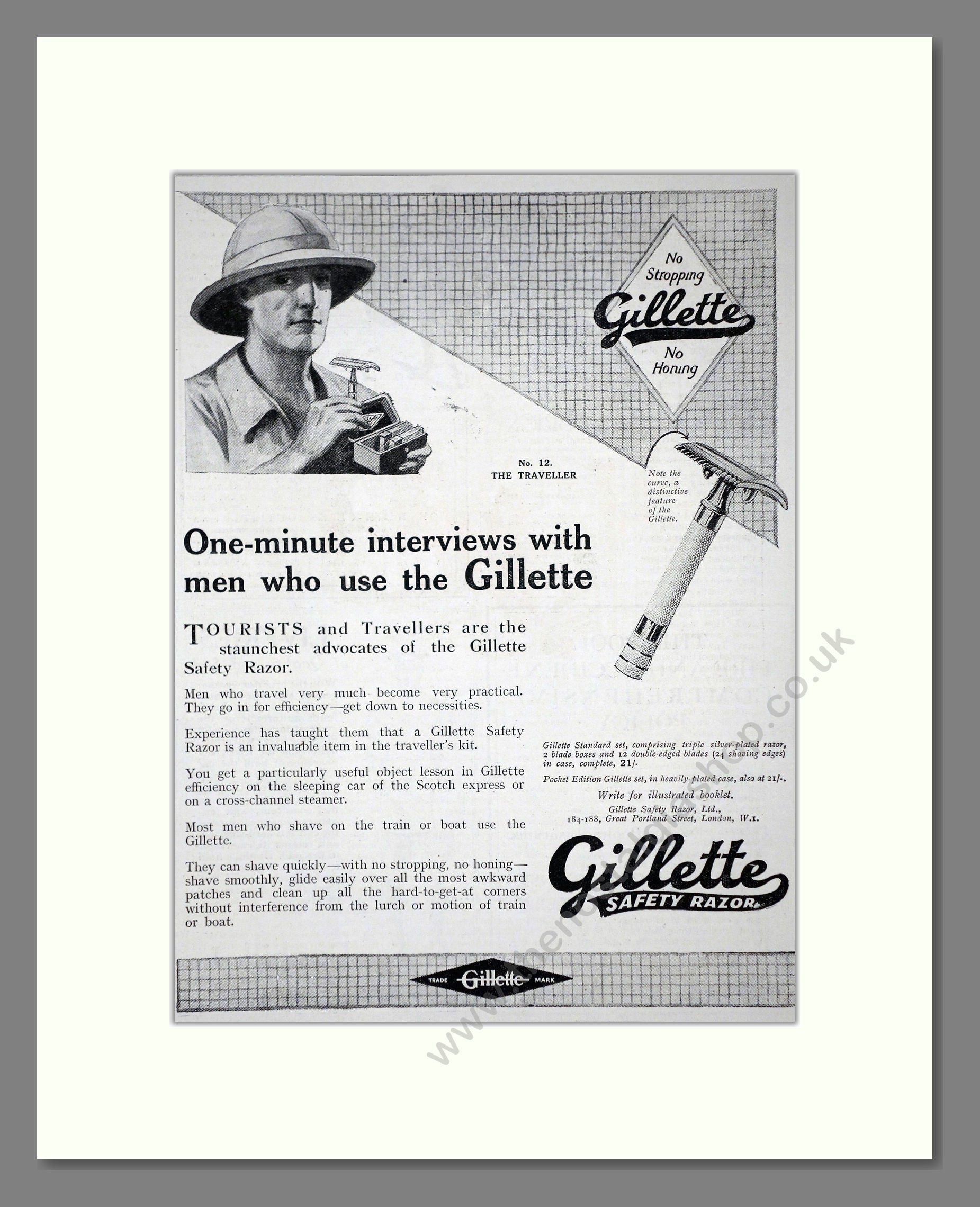 Gillette - Safety Razor. Vintage Advert 1919 (ref AD62132) – The ...