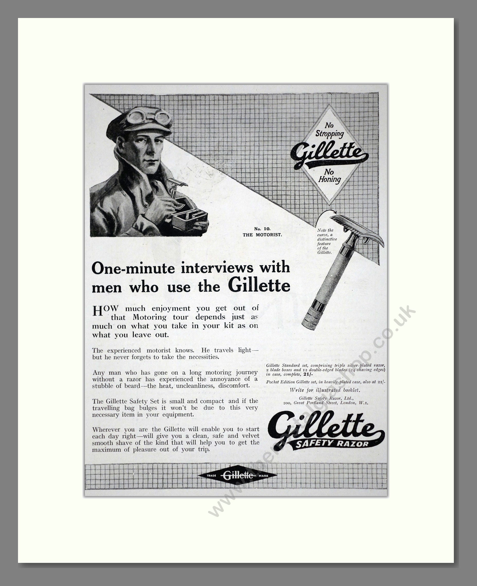 Gillette - Safety Razor. Vintage Advert 1919 (ref AD62137) – The ...