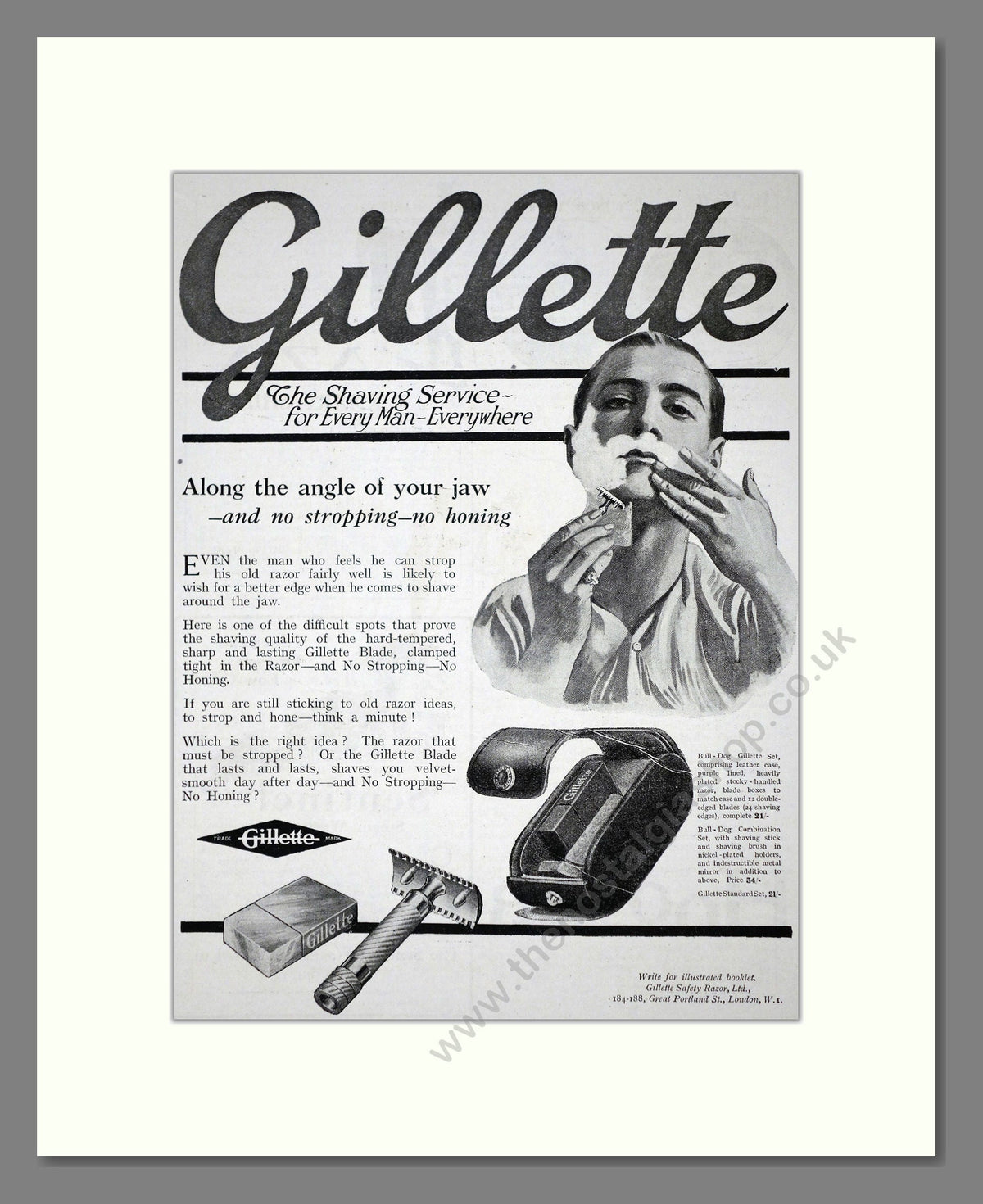 Gillette Razor Advert Gillette - Safety Razor. Vintage Advert 1919 (ref AD62138) – The ...