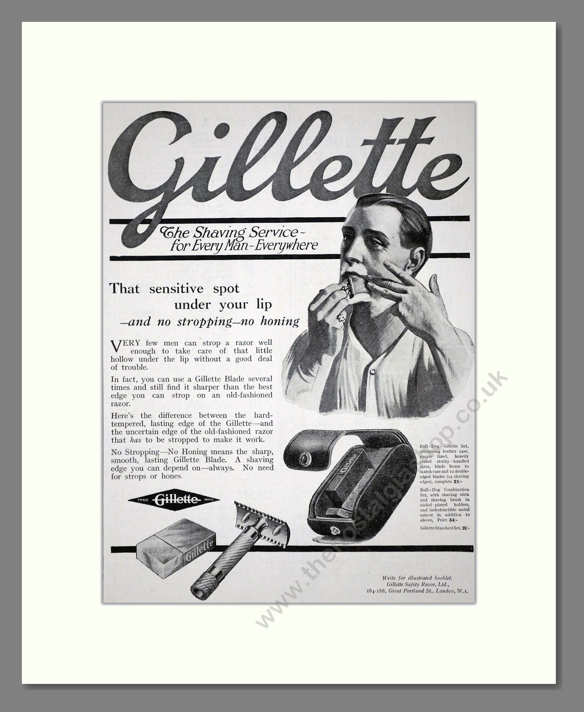 Old Razor Advert Gillette - Safety Razor. Vintage Advert 1919 (ref AD62141) – The ...