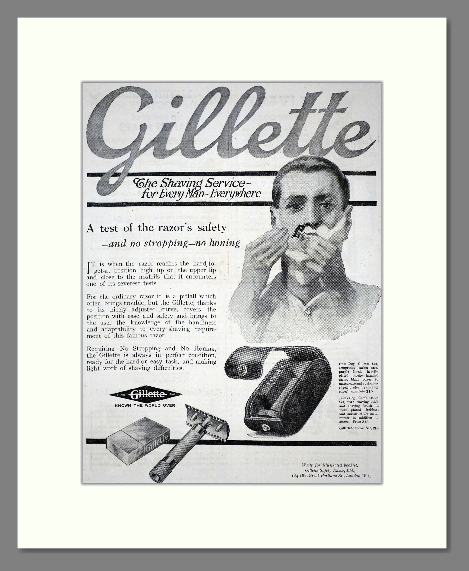 Gillette - Safety Razor. Vintage Advert 1919 (ref AD62142) – The ...