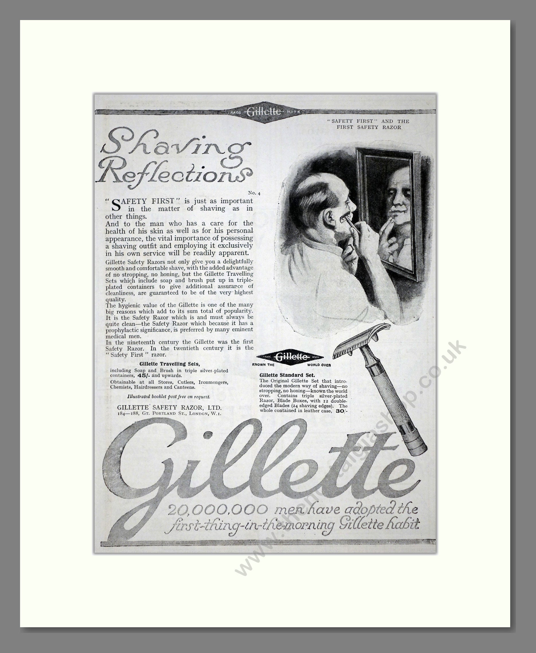 Gillette - Safety Razor. Vintage Advert 1920 (ref AD62147) – The ...