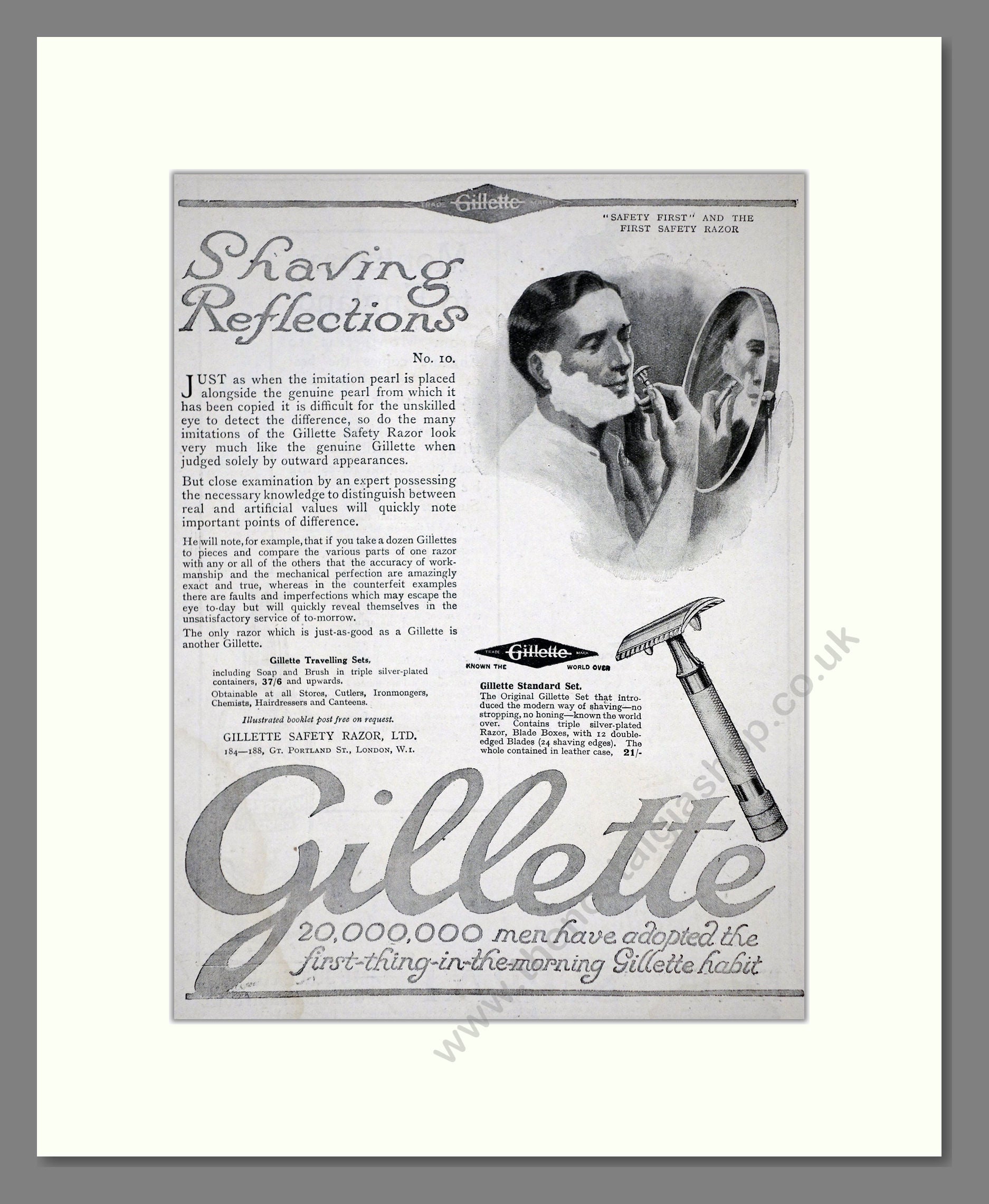 Old Razor Advert Gillette - Safety Razor. Vintage Advert 1920 (ref AD62151) – The ...