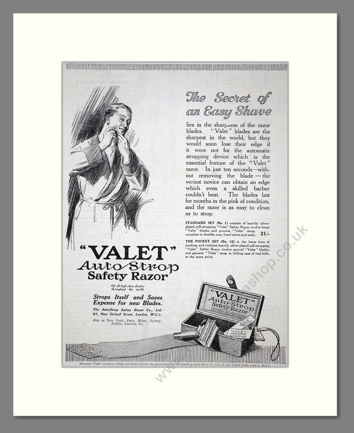 Safety Razor Ad Valet - Safety Razor. Vintage Advert 1919 (ref AD62166) – The Nostalgia ...