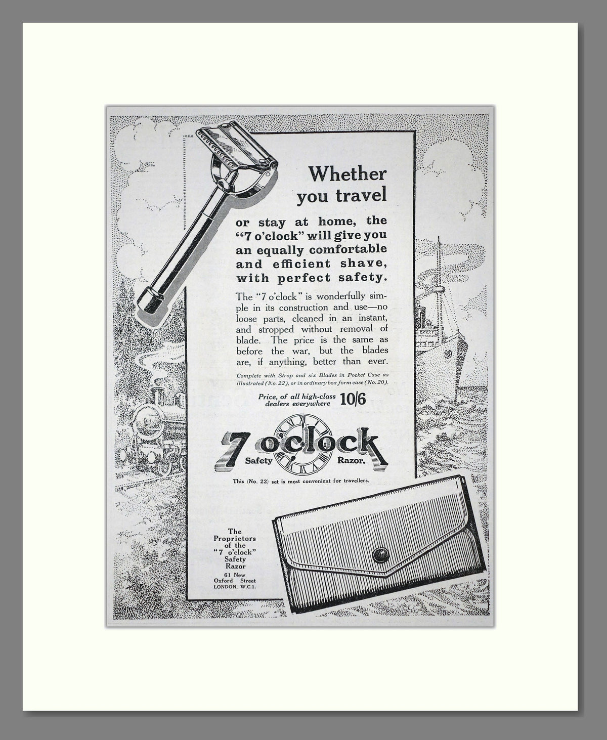 Old Razor Advert 7 O'Clock - Safety Razor. Vintage Advert 1919 (ref AD62188) – The ...