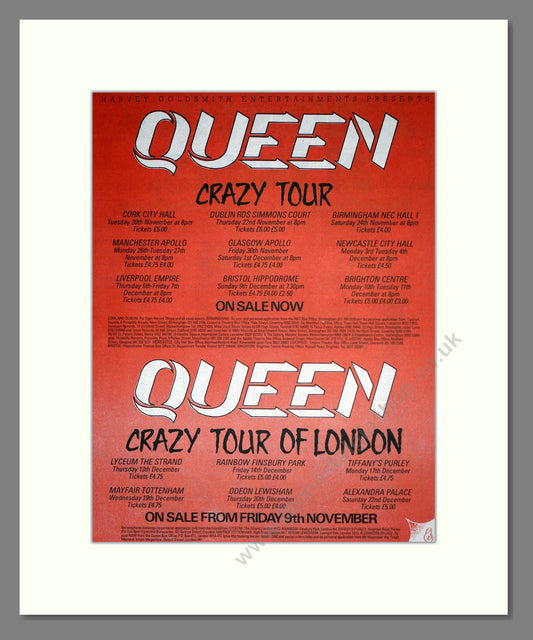 Queen - Crazy Tour (UK). Vintage Advert 1979 (ref AD18592)