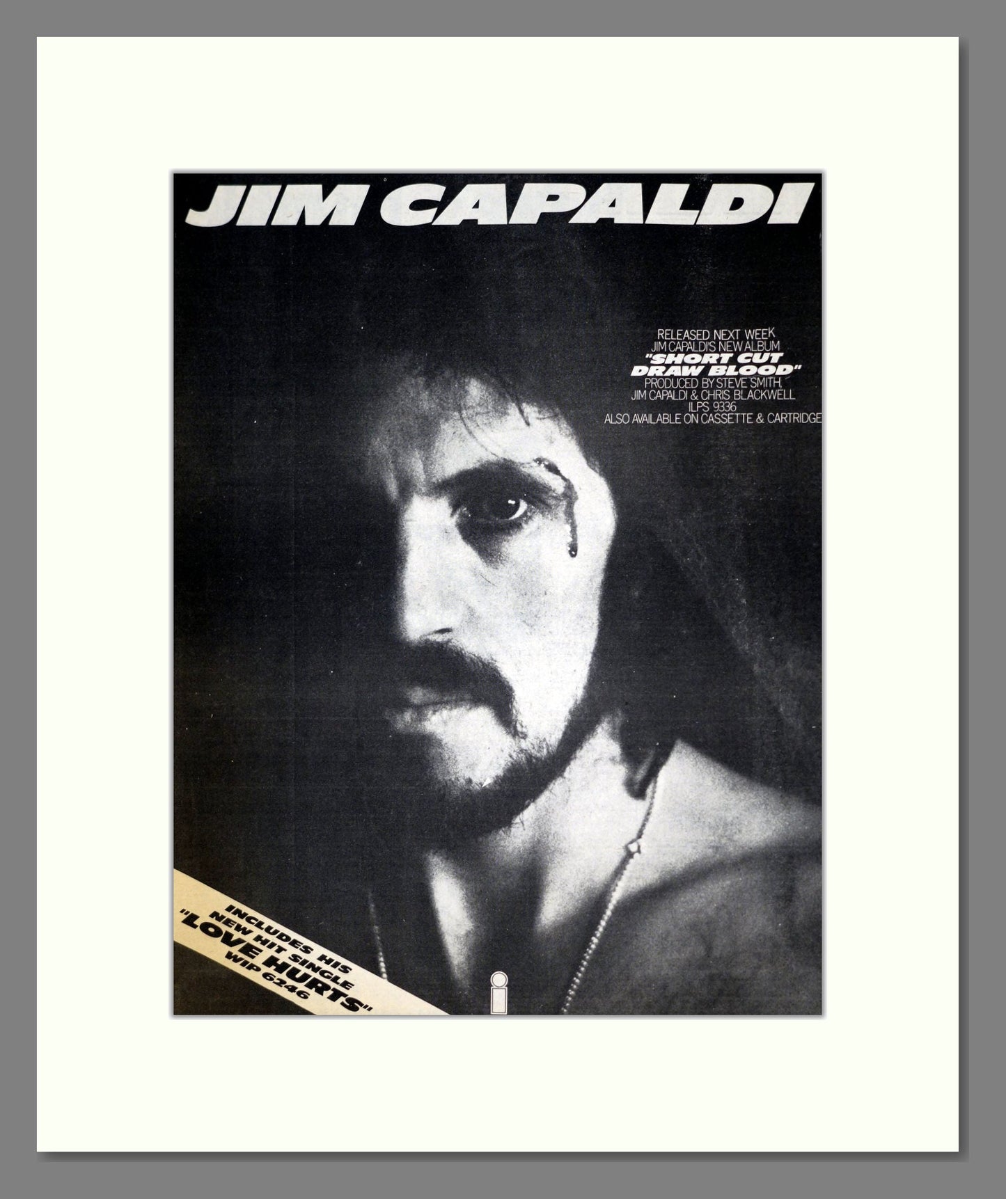 Jim Capaldi - Short Cut Draw Blood. Vintage Advert 1975 (ref AD18635)