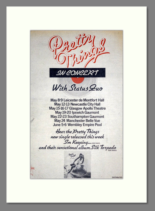 Pretty Things With Status Quo - UK Tour. Vintage Advert 1975 (ref AD18637)