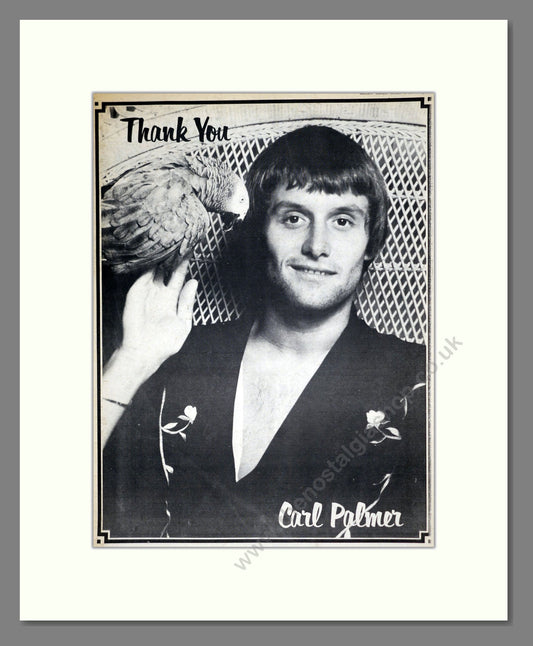 Carl Palmer - Thank You. Vintage Advert 1977 (ref AD18650)