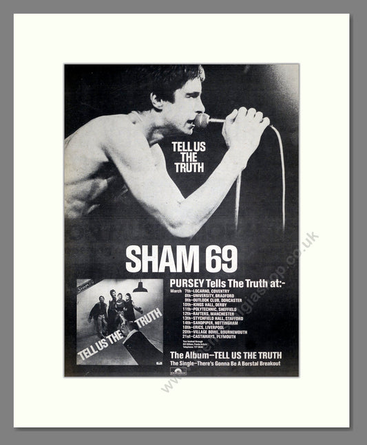 Sham 69 - UK Tour. Vintage Advert 1978 (ref AD18684)