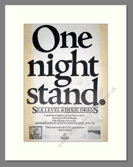 Sea Level And Dixie Dregs - One Night Stand. Vintage Advert 1978 (ref AD18692)