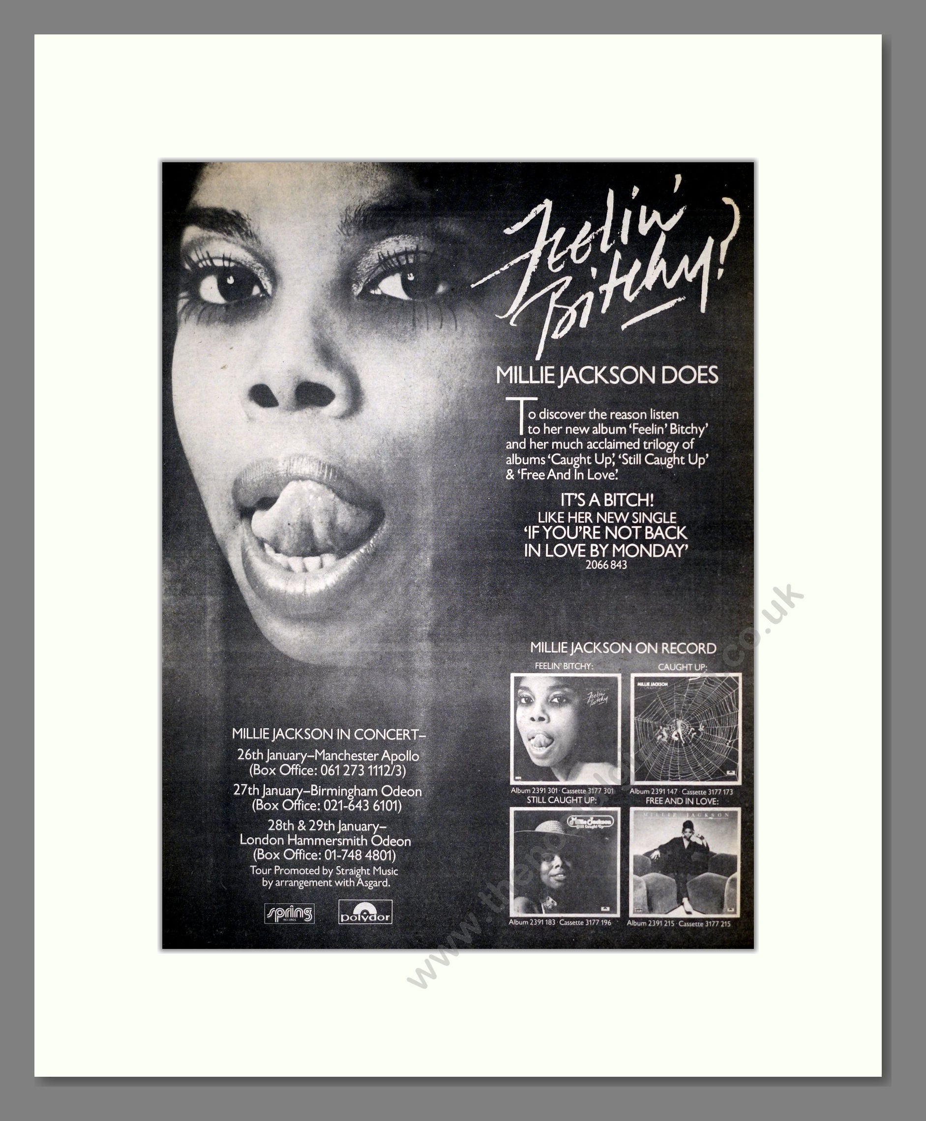 Millie Jackson - Feelin' Bitchy. Vintage Advert 1978 (ref AD18705)