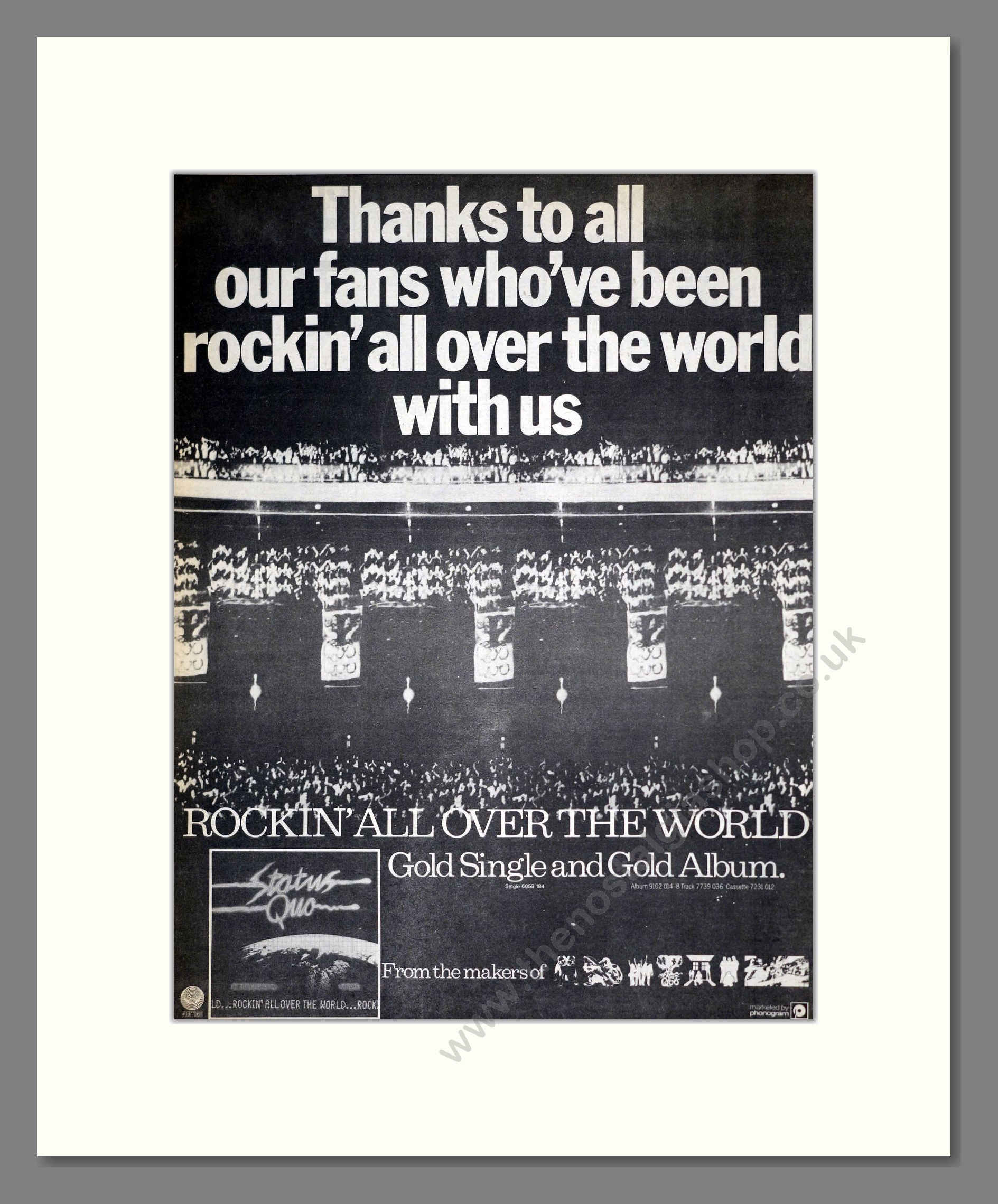 Status Quo - Rockin' All Over The World. Vintage Advert 1978 (ref AD18706)