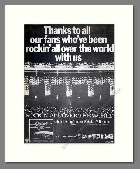Status Quo - Rockin' All Over The World. Vintage Advert 1978 (ref AD18706)