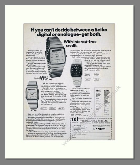 Seiko - Quartz Offer. Vintage Advert 1980 (ref AD62198)