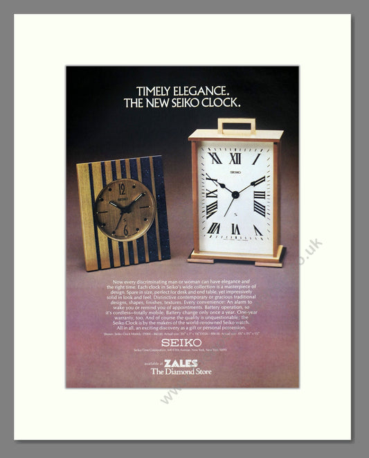 Seiko - Quartz Clock. Vintage Advert 1977 (ref AD62209)