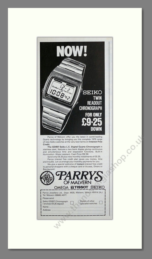 Seiko - Twin Chronograph. Vintage Advert 1979 (ref AD62210)