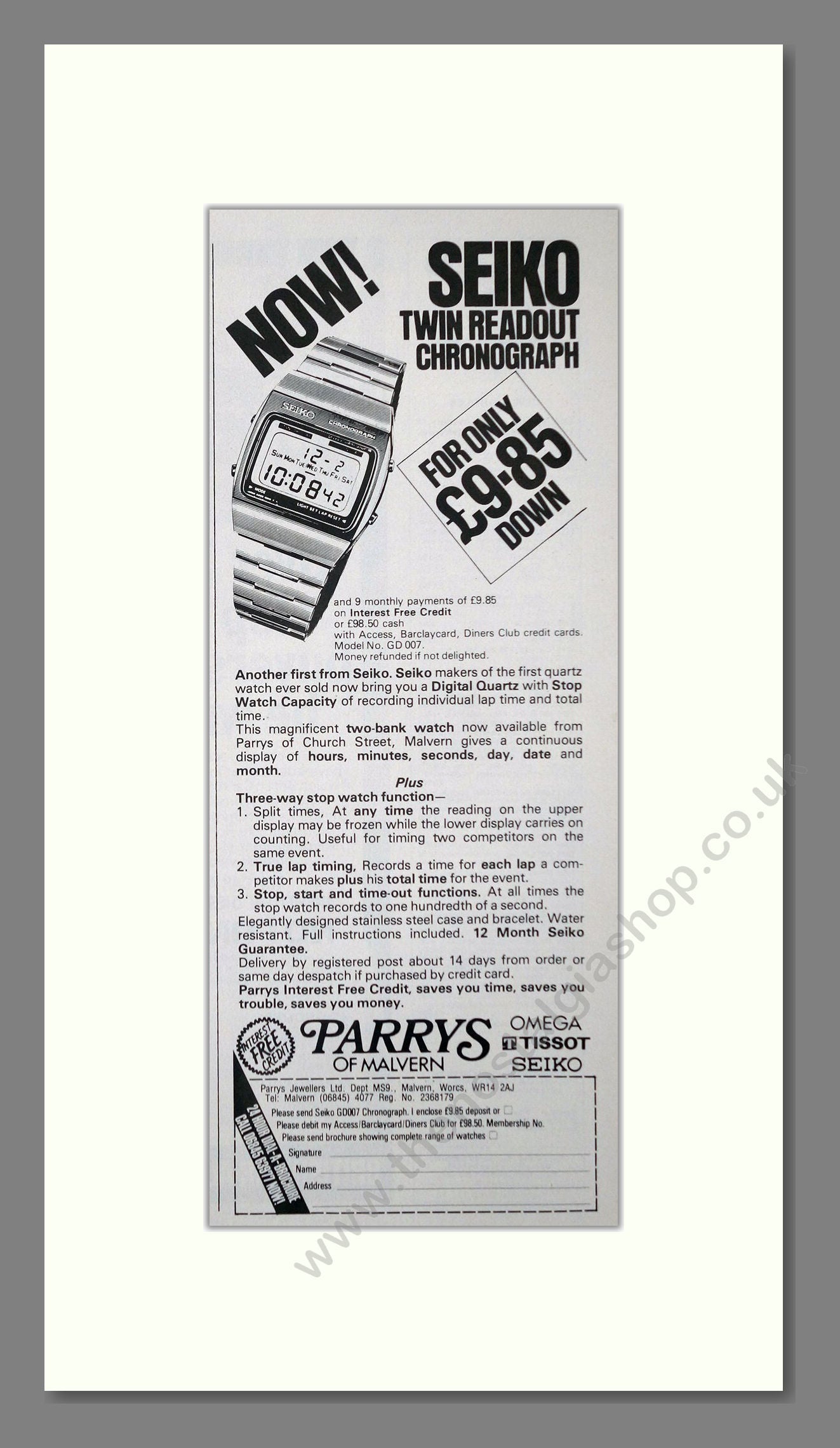Seiko - Twin Chronograph. Vintage Advert 1979 (ref AD62211)
