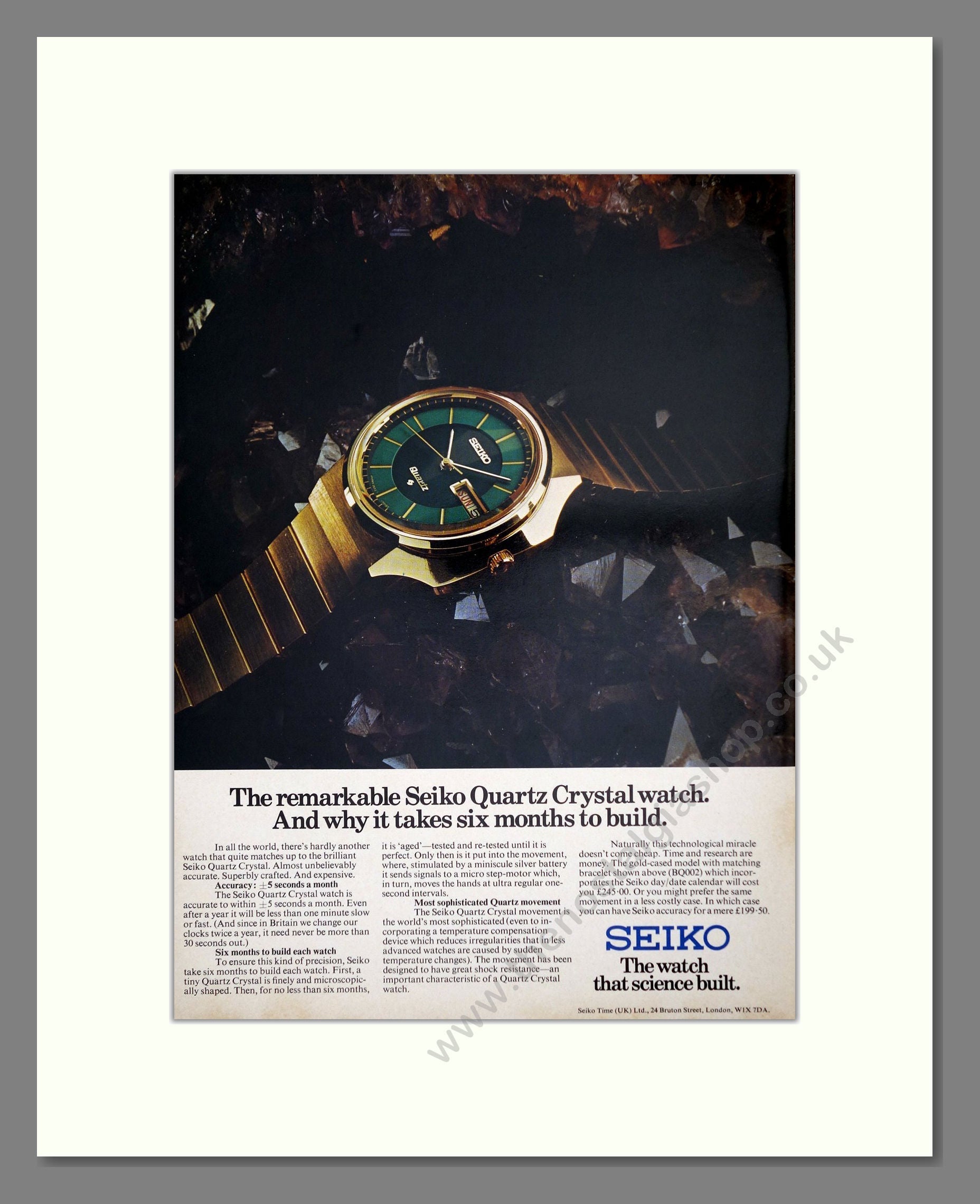 Seiko - Quartz Crystal. Vintage Advert 1972 (ref AD62213)