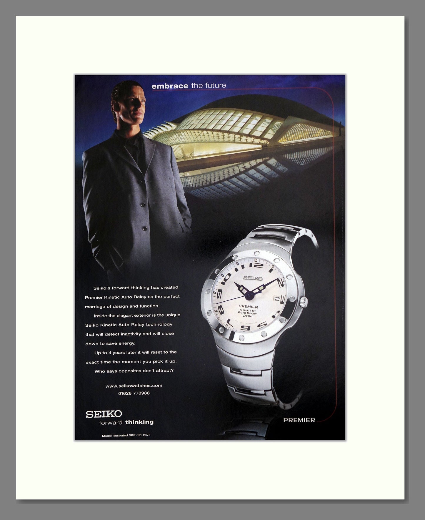 Seiko - Premier Kinetic Auto Relay. Vintage Advert 2001 (ref AD62225)