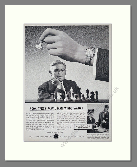 Swiss Federation Of Watch Manufacturers - Chess. Vintage Advert 1956 (ref AD62241)