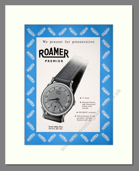 Roamer - Premier. Vintage Advert 1956 (ref AD62350)