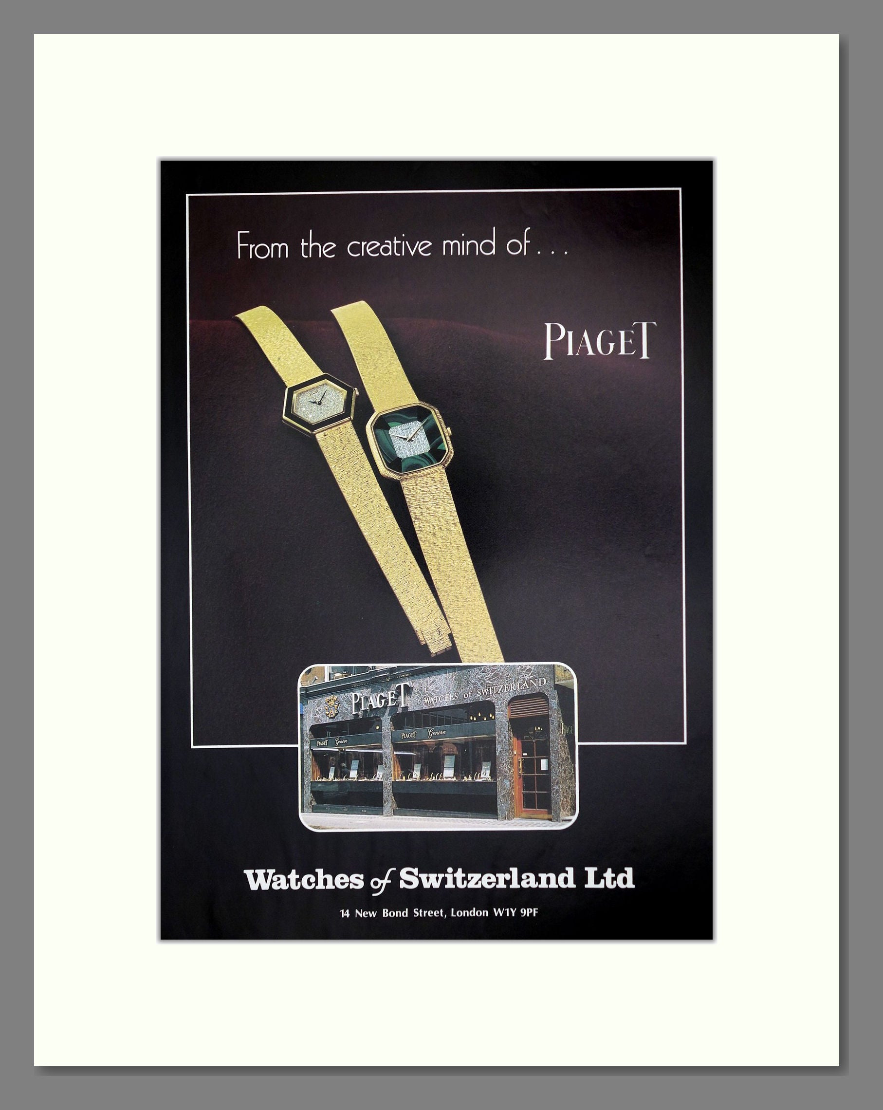 Piaget - Gold Watches. Vintage Advert 1978 (ref AD62476)