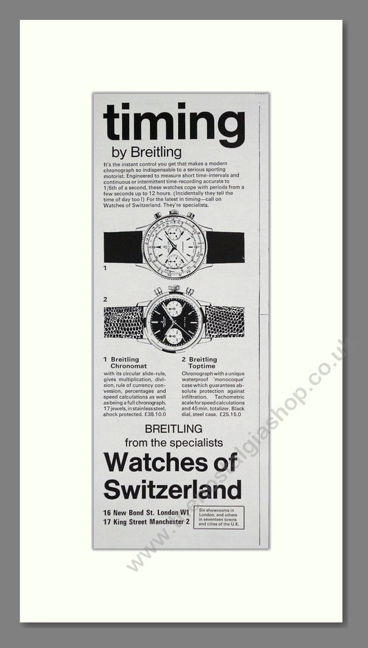 Breitling - Chronomat / Toptime. Vintage Advert 1966 (ref AD62543)