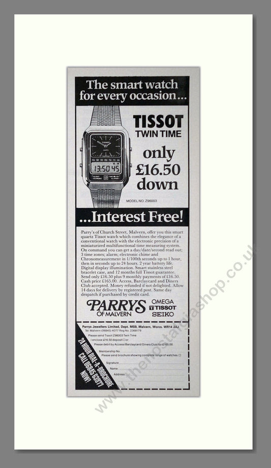 Tissot - Twin Time. Vintage Advert 1980 (ref AD62552)