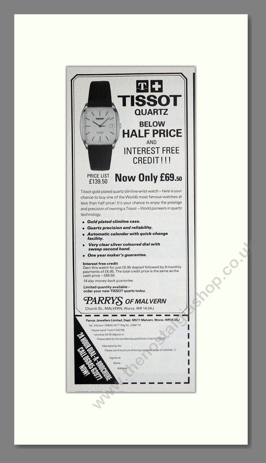 Tissot - Quartz. Vintage Advert 1981 (ref AD62553)