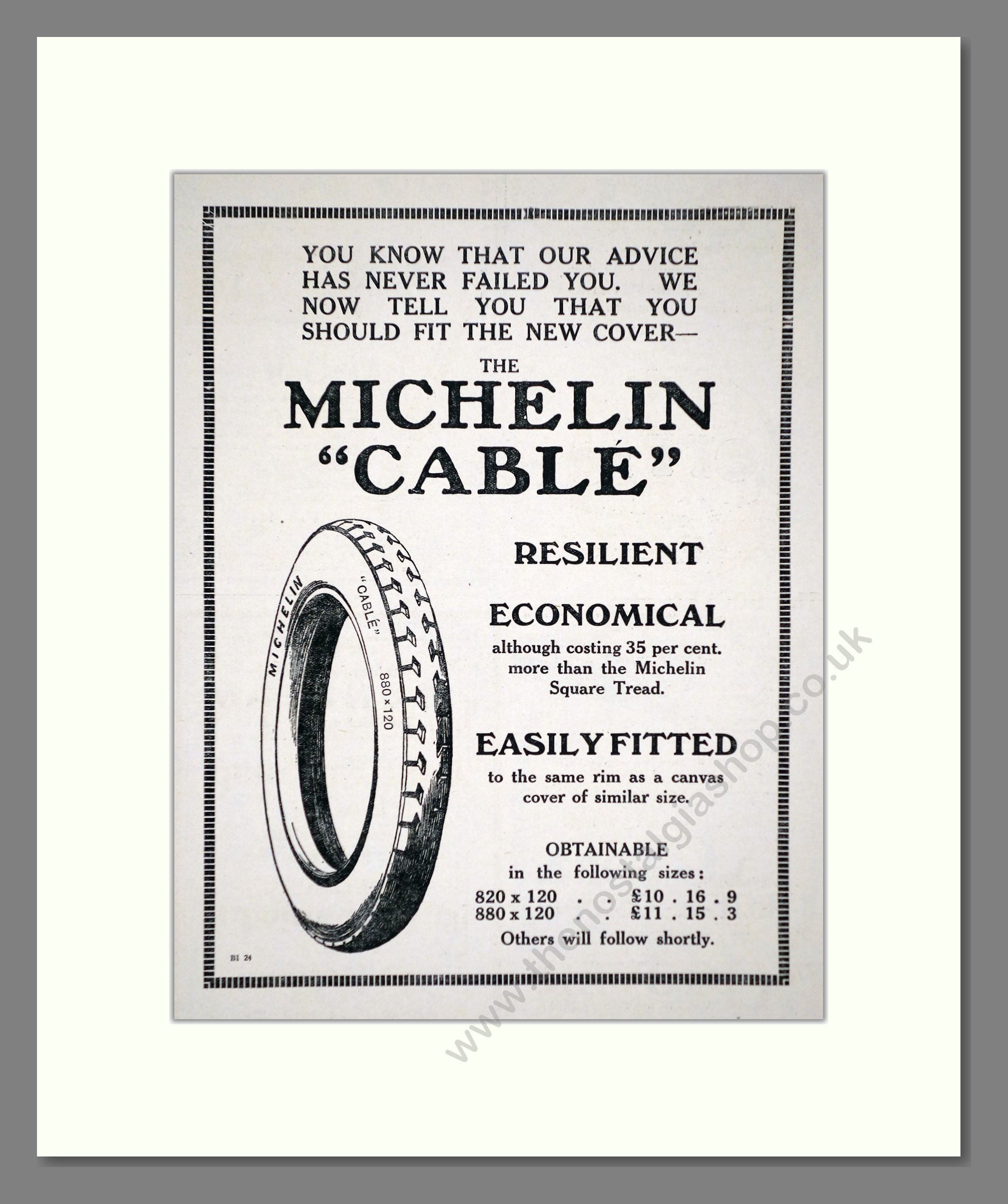 Michelin - Cable. Vintage Advert 1919 (ref AD62602)