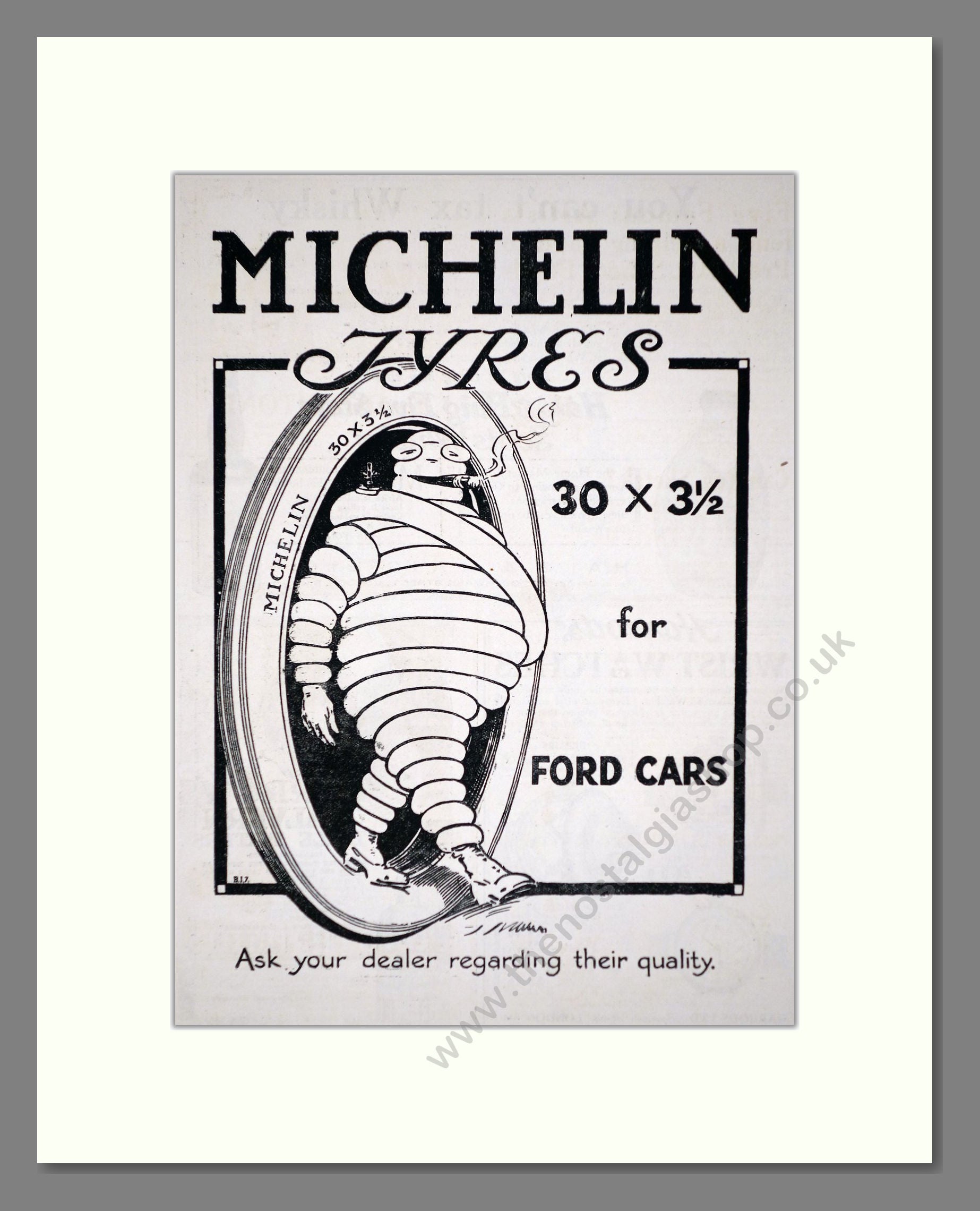 Michelin - Tyres for Ford Cars. Vintage Advert 1919 (ref AD62607)