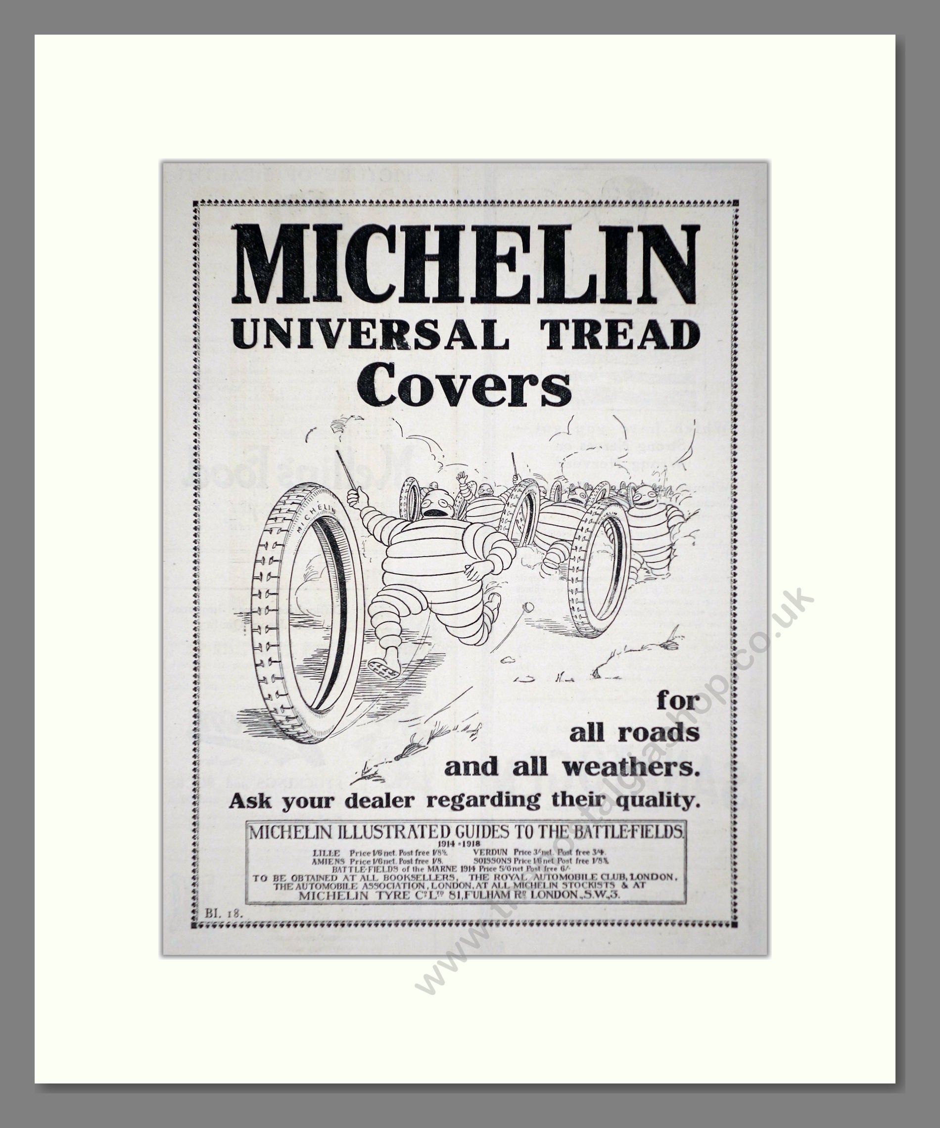 Michelin - Universal Tread Covers. Vintage Advert 1919 (ref AD62610)