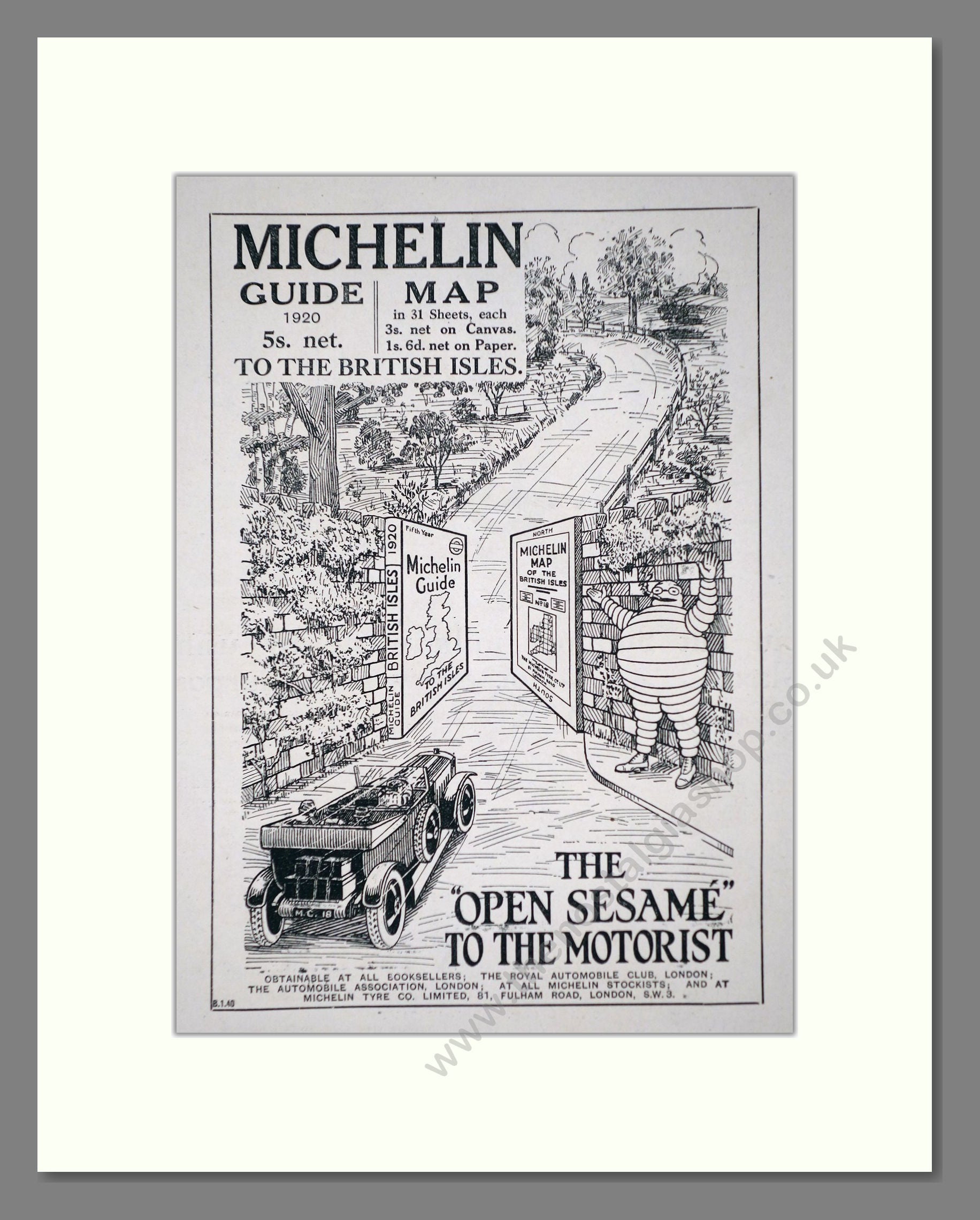 Michelin - Guide to The British Isles. Vintage Advert 1920 (ref AD62625)
