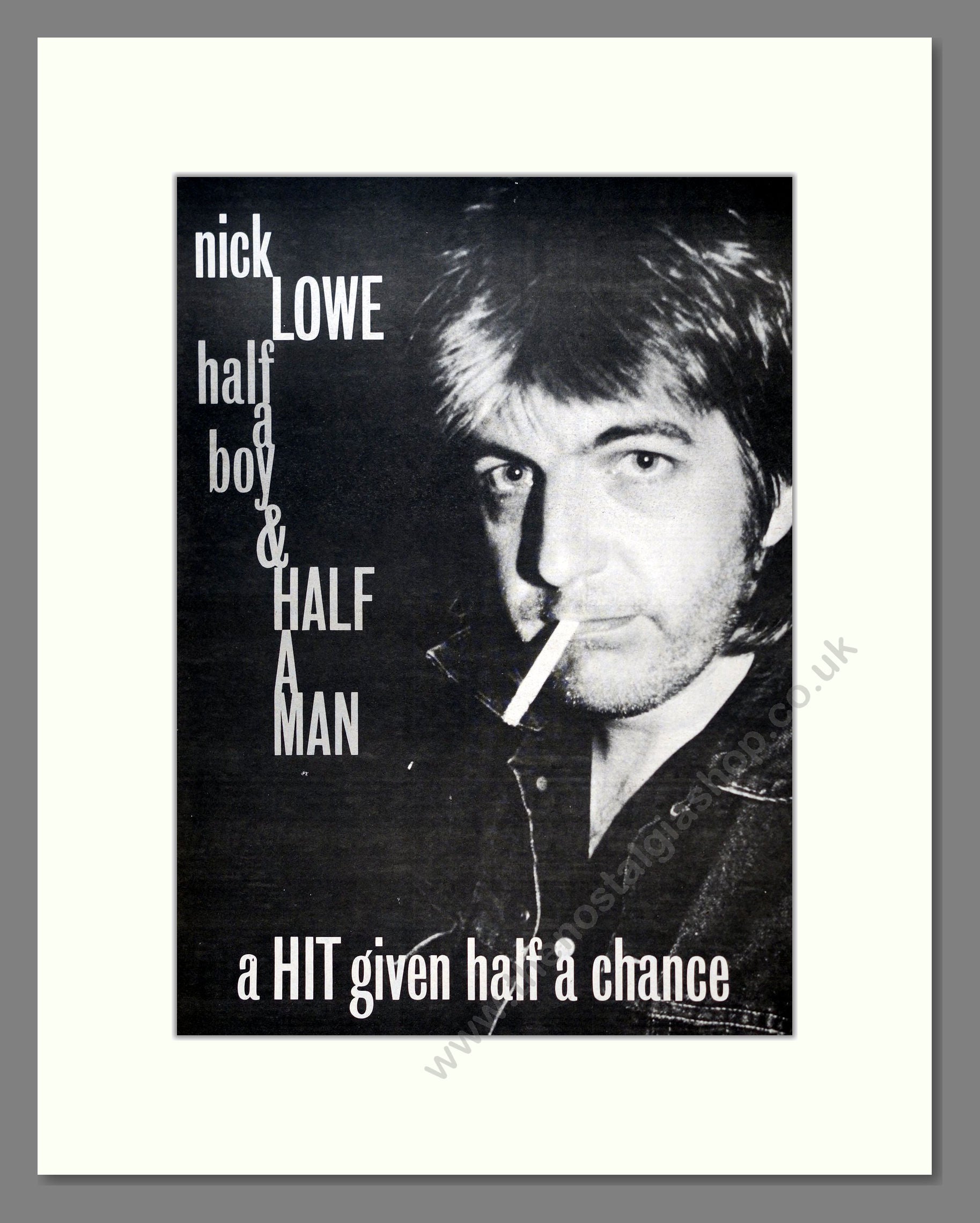 Nick Lowe - Half A Boy And Half A Man. Vintage Advert 1984 (ref AD18763)