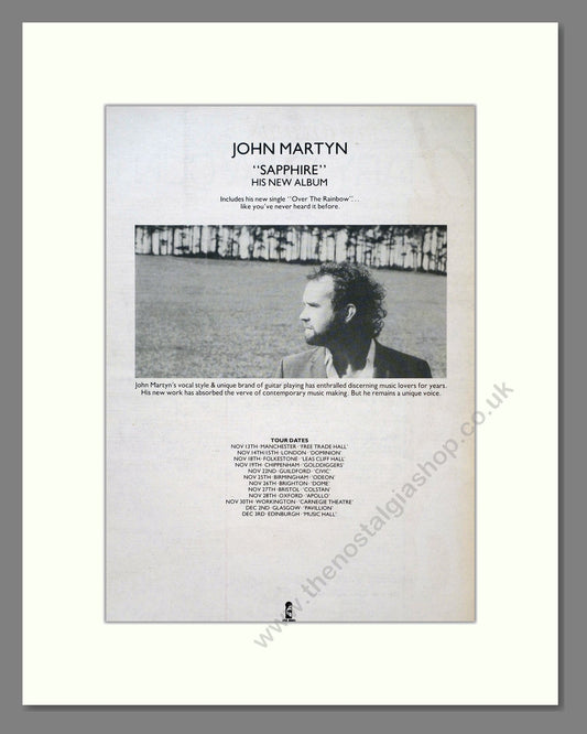 John Martyn - Sapphire. Vintage Advert 1984 (ref AD18774)