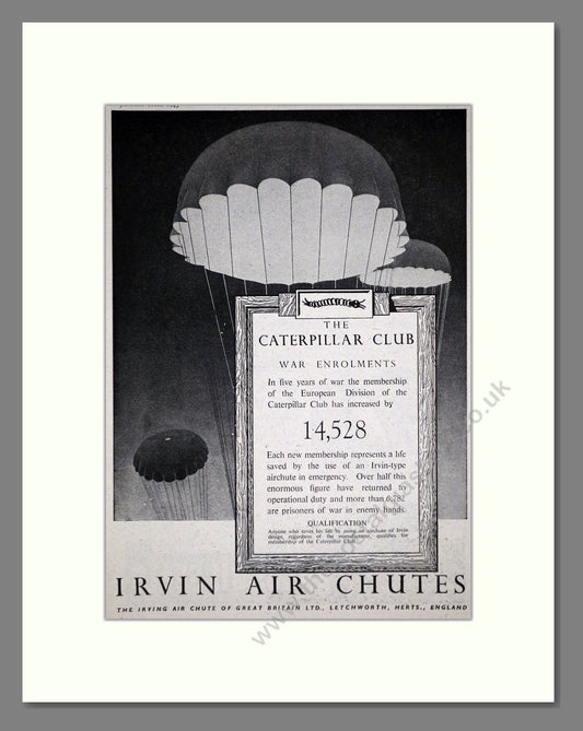 Irvin Air Chutes - Caterpillar Club. Vintage Advert 1945 (ref AD62655)
