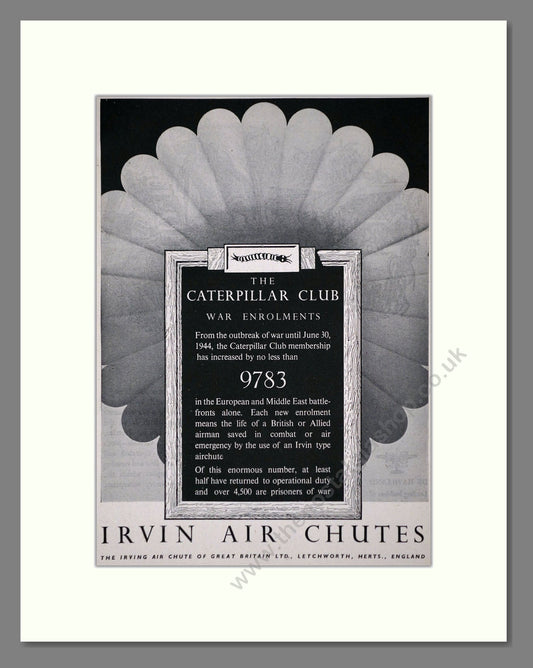 Irvin Air Chutes - Caterpillar Club. Vintage Advert 1944 (ref AD62656)