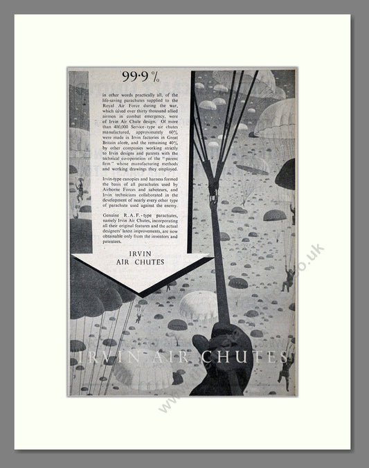 Irvin Air Chutes - 99.9 Percent. Vintage Advert 1946 (ref AD62657)