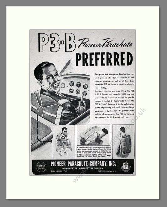 Pioneer Parachute Co - P3-B. Vintage Advert 1945 (ref AD62660)