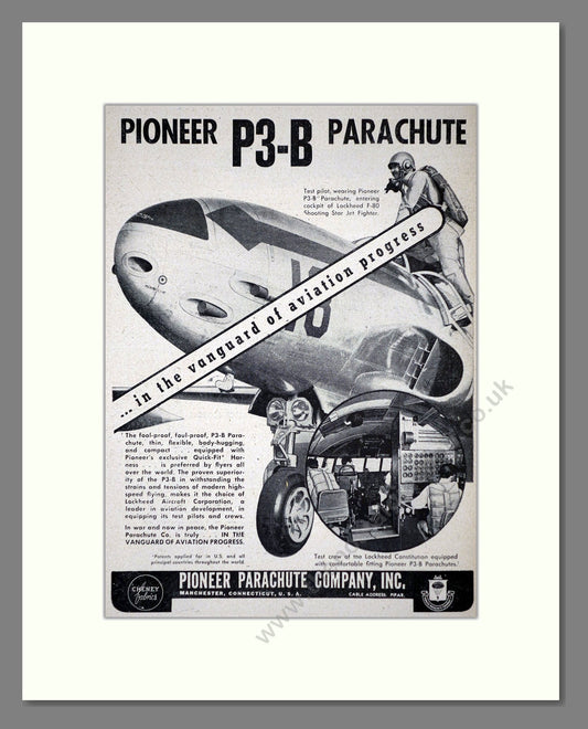 Pioneer Parachute Co - P3-B. Vintage Advert 1948 (ref AD62661)